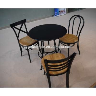 Outdoor garden furniture dining set space-saving metal wood dining table and chair set