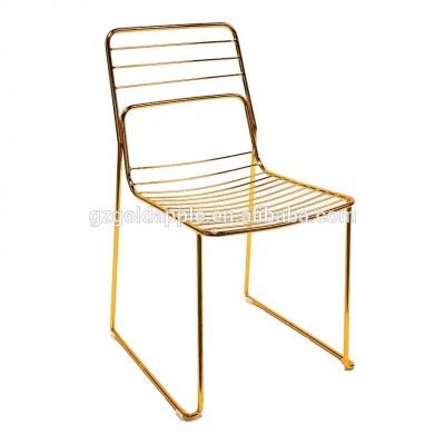 Commercial Home Gold leaf Shape metal wire dining chair, gold color wire frame chair